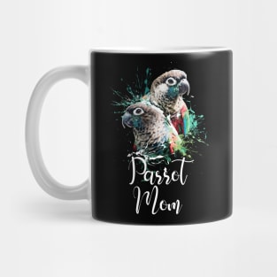 Crimson Bellied Conure Color Splatter Parrot Mom Black Mug